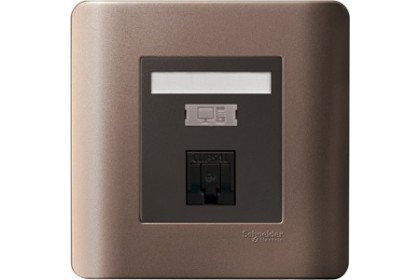 1G DATA OUTLET CATEGORY 6 WITH INTEGRATED SHUTTER (SILVER BRONZE)